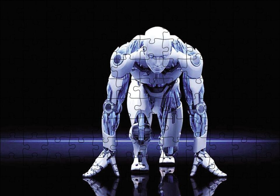 Koşucu Robot Puzzle Yapboz MDF Ahşap