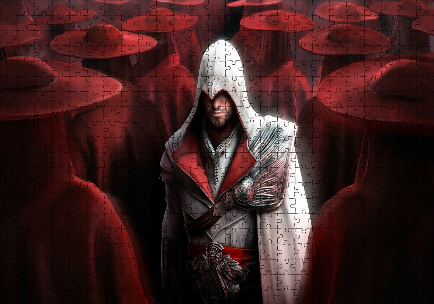 Assassins Creed Suikastçi ve Kırmızı Kıyafetliler Puzzle Yapboz MDF Ahşap 500 Parça 49 cm X 68 cm