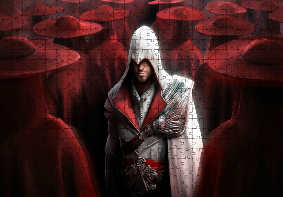 Assassins Creed Suikastçi ve Kırmızı Kıyafetliler Puzzle Yapboz MDF Ahşap 500 Parça 49 cm X 68 cm