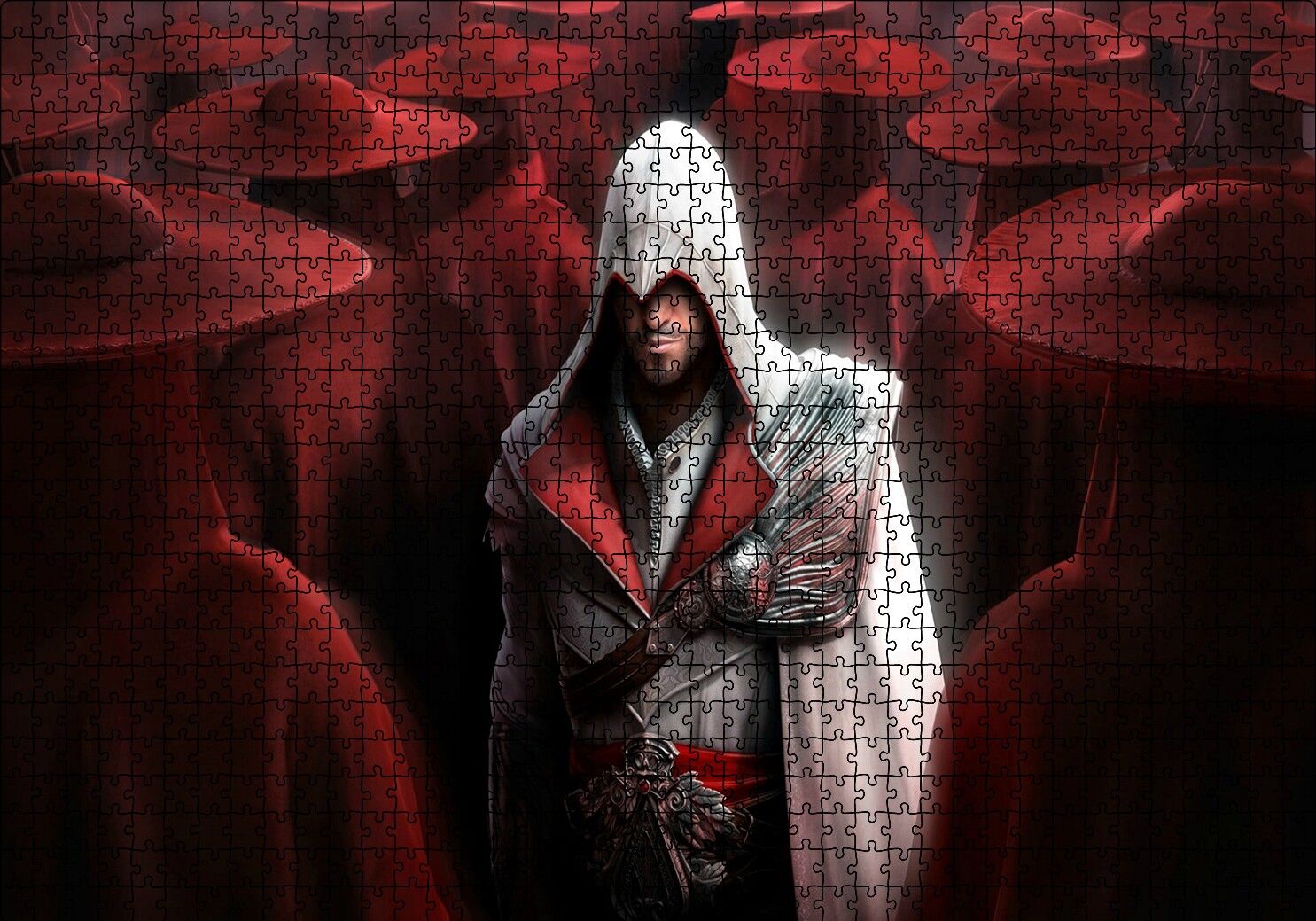 Assassins Creed Suikastçi ve Kırmızı Kıyafetliler Puzzle Yapboz MDF Ahşap 1000 Parça 49 cm X 68 cm