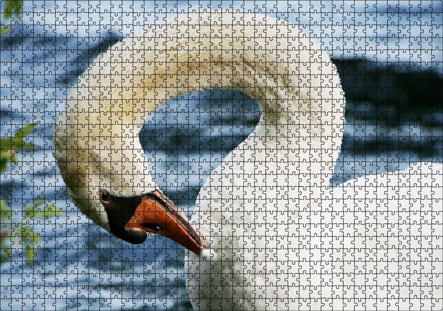 Zarif Beyaz Kuğu Yakın Plan Puzzle Yapboz MDF Ahşap 1000 Parça 49 cm X 68 cm