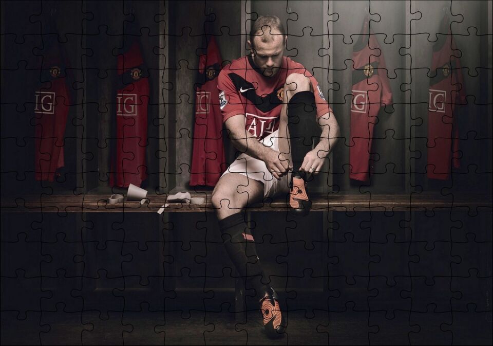 Wayne Rooney Manchester United Futbolcu Puzzle Yapboz MDF Ahşap