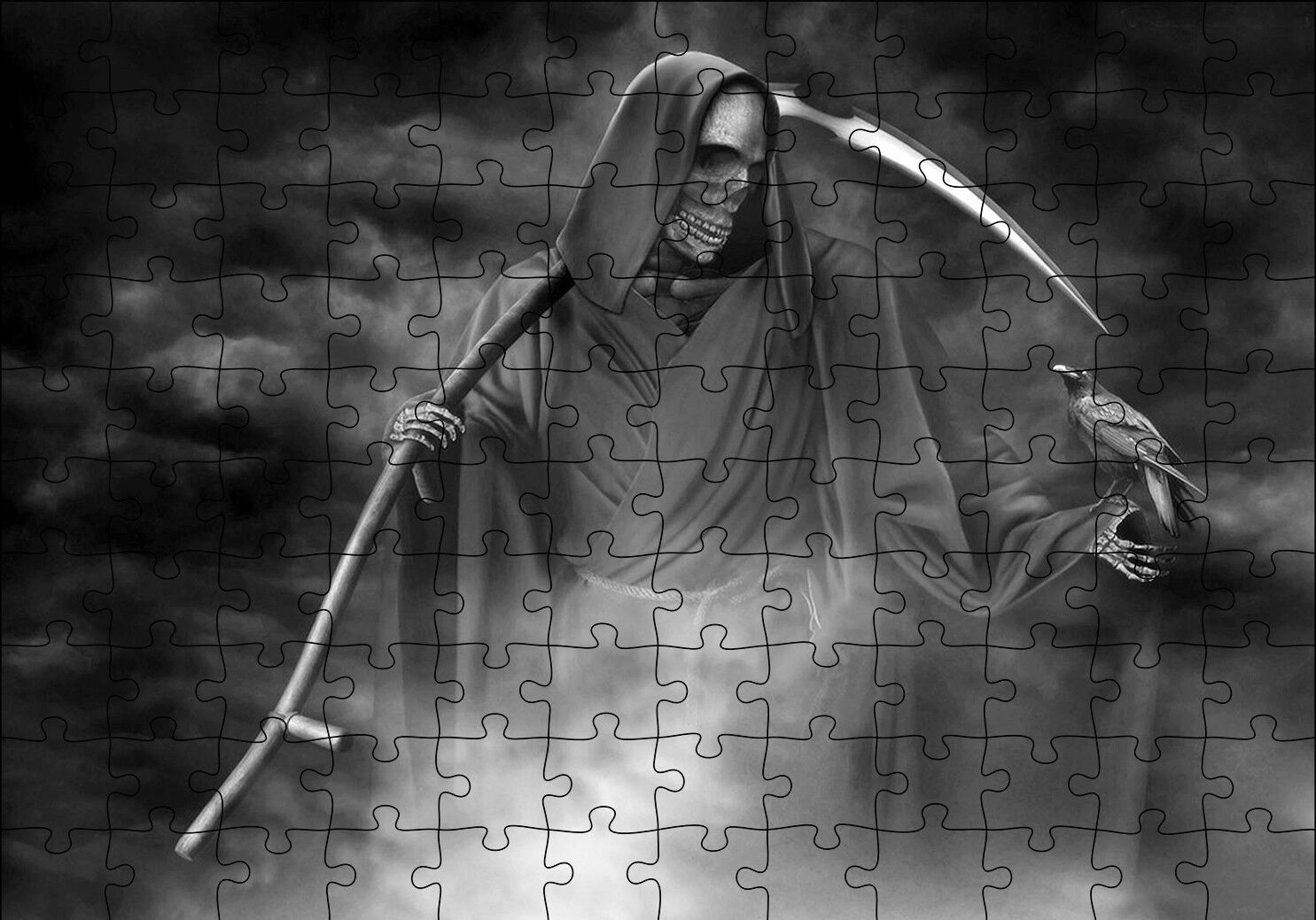 Azrail Orak ve Karga Puzzle Yapboz MDF Ahşap