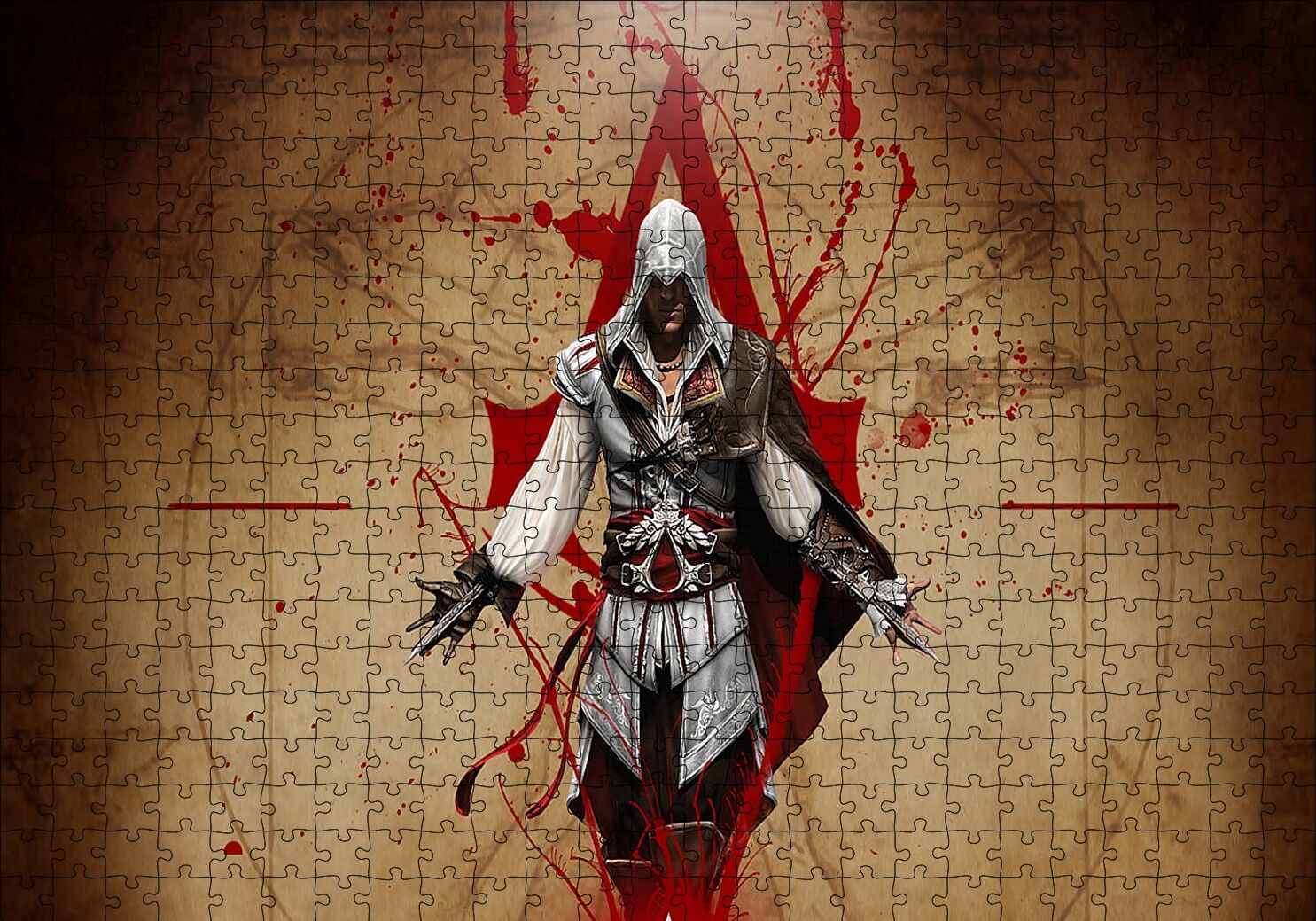 Assassins Creed Suikastçi ve Leonardo Çizimi Puzzle Yapboz MDF Ahşap 500 Parça 49 cm X 68 cm