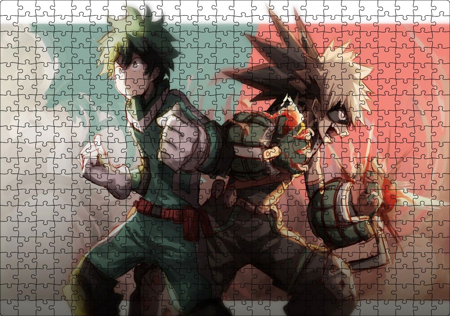 My Hero Academia Young Bakugo ve Midoriya Görseli Puzzle Yapboz MDF Ahşap 500 Parça 49 cm X 68 cm