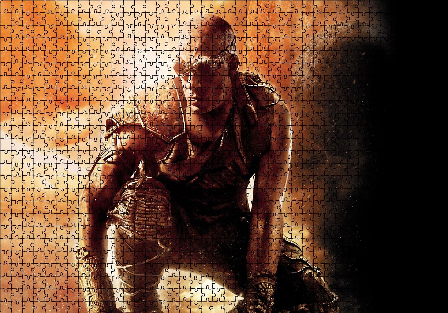 Vin Diesel Riddick 2013 Film Afişi Puzzle Yapboz MDF Ahşap 1000 Parça 49 cm X 68 cm