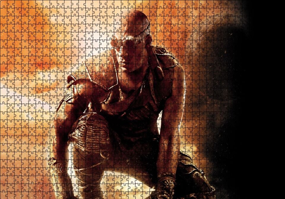 Vin Diesel Riddick 2013 Film Afişi Puzzle Yapboz MDF Ahşap 1000 Parça 49 cm X 68 cm
