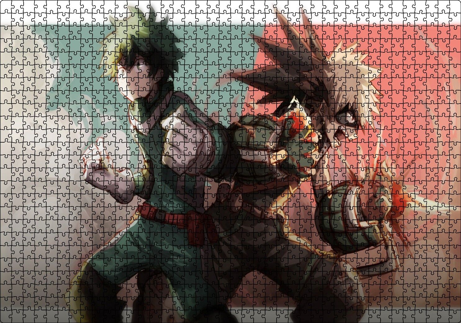 My Hero Academia Young Bakugo ve Midoriya Görseli Puzzle Yapboz MDF Ahşap 1000 Parça 49 cm X 68 cm