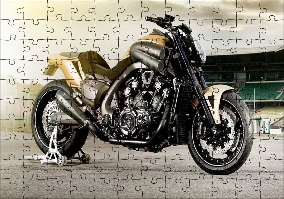 Özel Max Yamaha Siyah Sarı Görsel Puzzle Yapboz MDF Ahşap