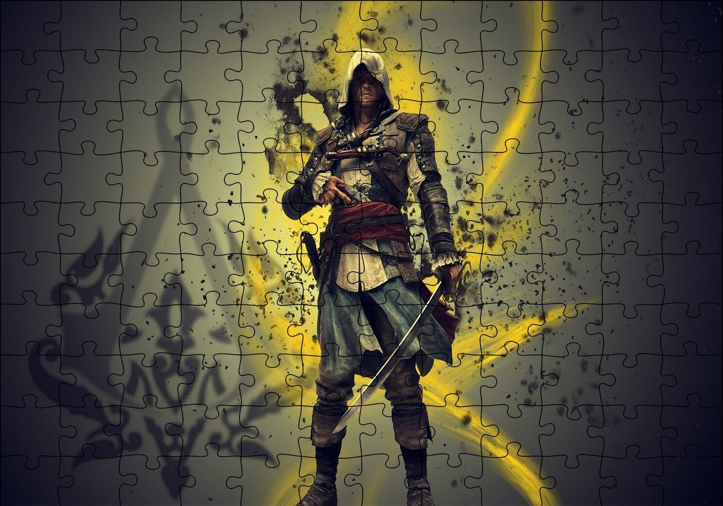 Assassins Creed Suikastçi ve Sarı Dalgalar Puzzle Yapboz MDF Ahşap 120 Parça 24 cm X 34 cm