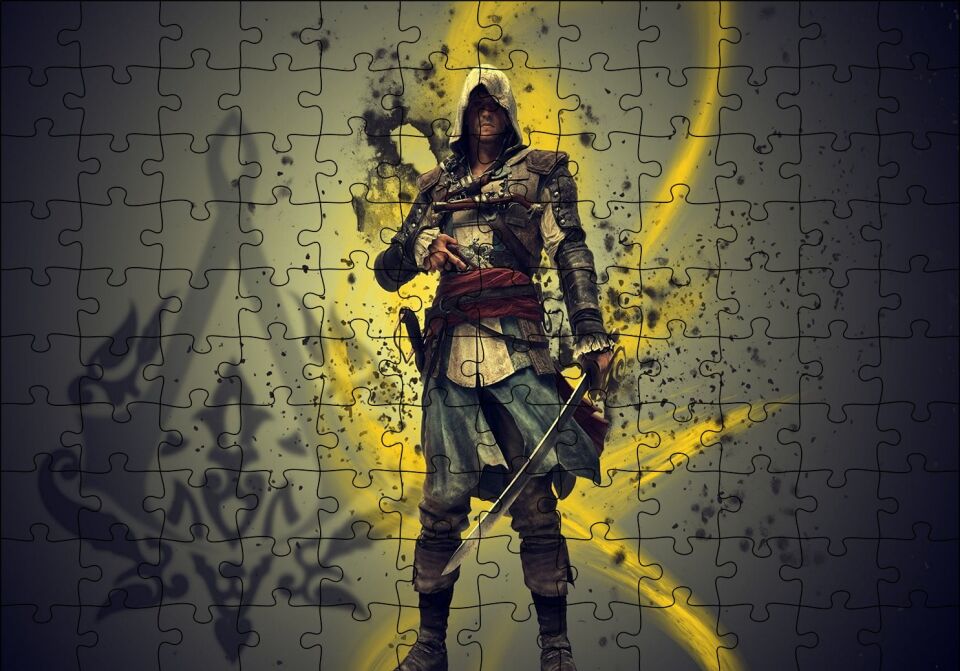 Assassins Creed Suikastçi ve Sarı Dalgalar Puzzle Yapboz MDF Ahşap 120 Parça 24 cm X 34 cm
