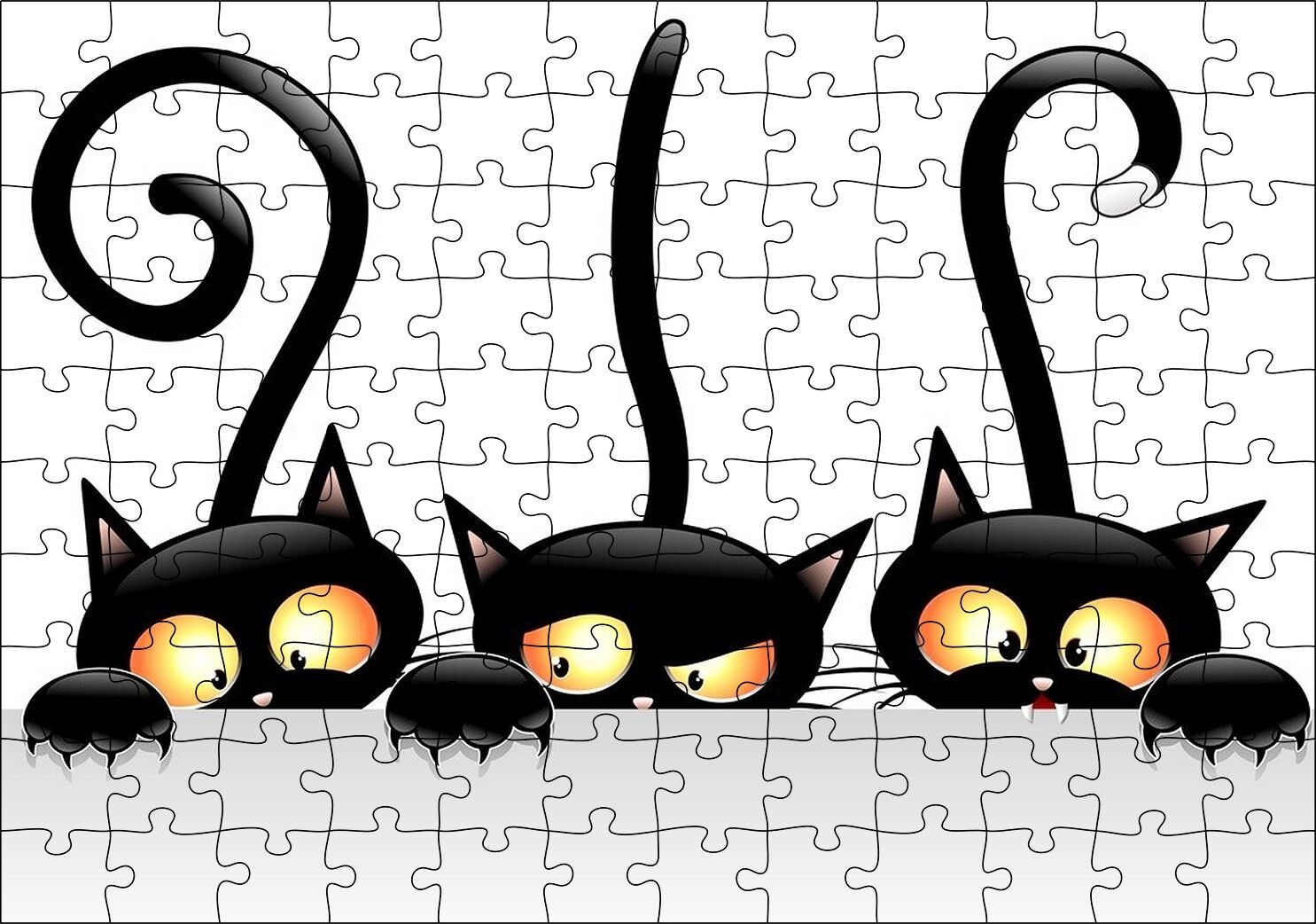 Komik Üç Kedi Görseli Puzzle Yapboz MDF Ahşap 120 Parça 24 cm X 34 cm
