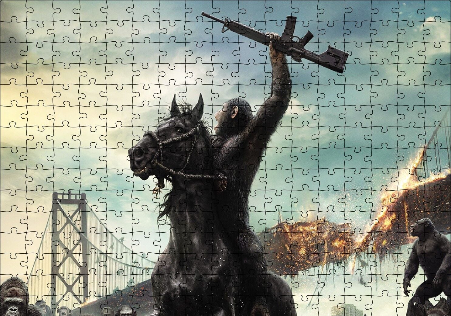 Maymunlar Gezegeni Movie Poster Puzzle Yapboz MDF Ahşap 255 Parça 34 cm X 49 cm