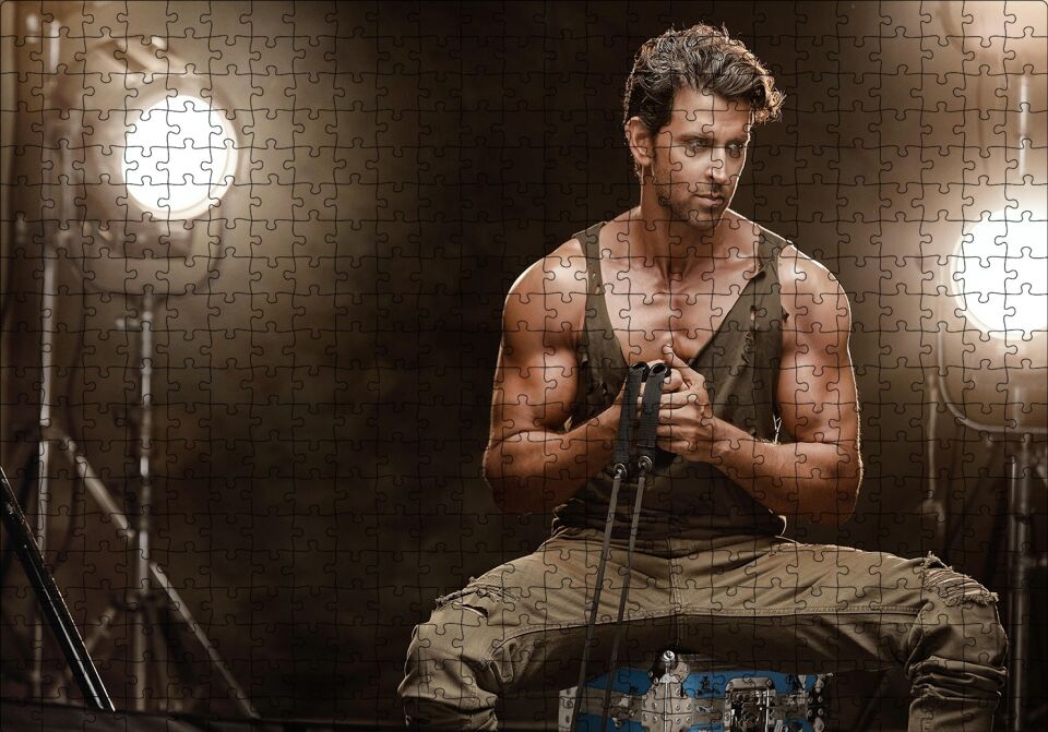 Hrithik Roshan Bodybuilder Puzzle Yapboz MDF Ahşap 500 Parça 49 cm X 68 cm