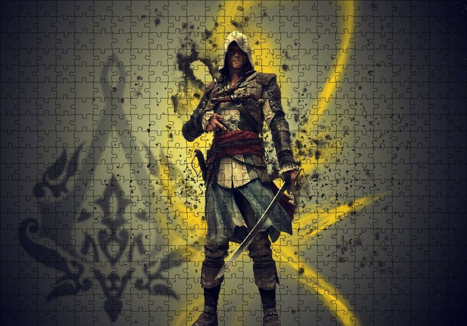 Assassins Creed Suikastçi ve Sarı Dalgalar Puzzle Yapboz MDF Ahşap 500 Parça 49 cm X 68 cm