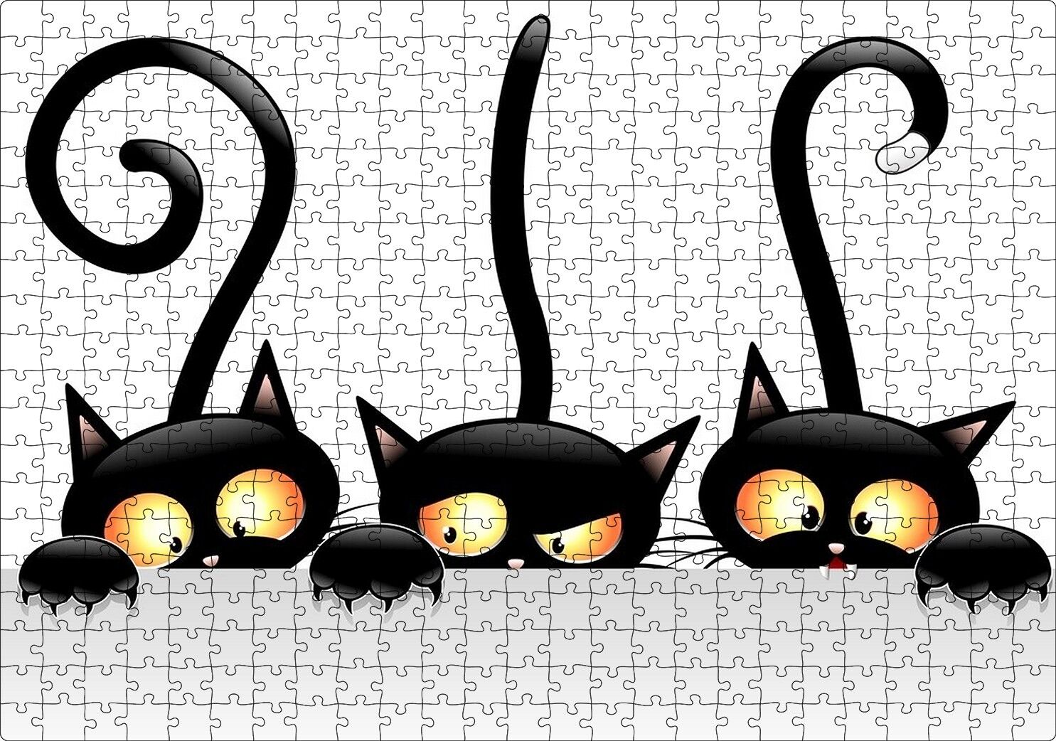 Komik Üç Kedi Görseli Puzzle Yapboz MDF Ahşap 500 Parça 49 cm X 68 cm