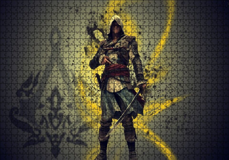 Assassins Creed Suikastçi ve Sarı Dalgalar Puzzle Yapboz MDF Ahşap 1000 Parça 49 cm X 68 cm