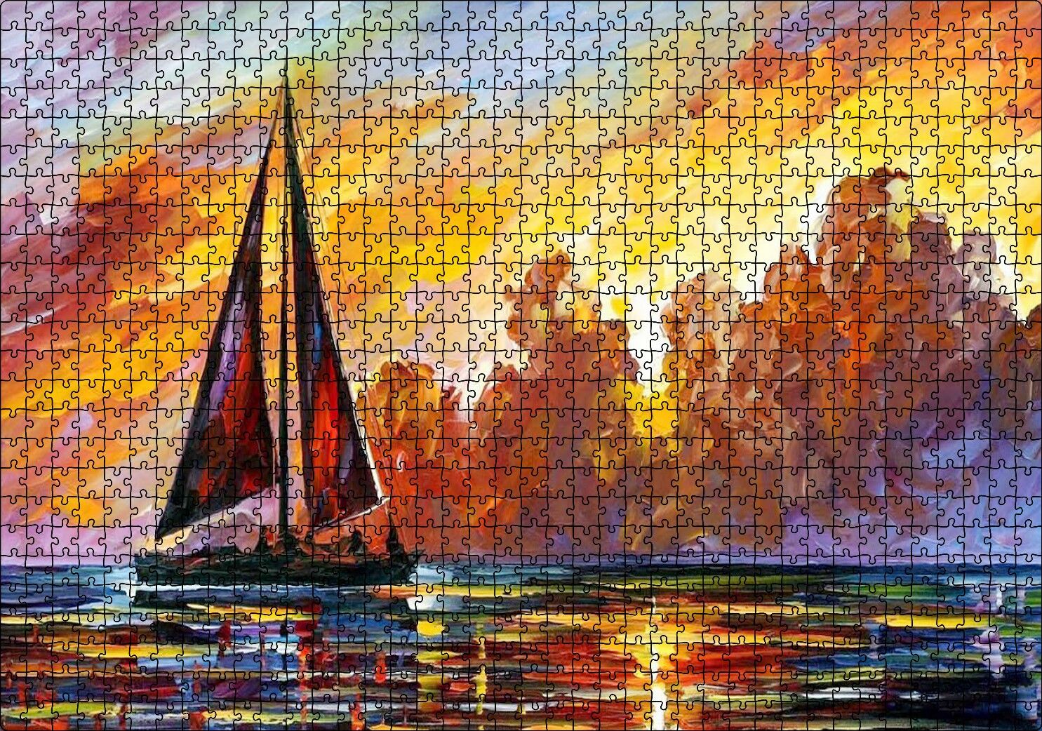 Yelkenli Teknede Seyat Puzzle Yapboz MDF Ahşap 1000 Parça 49 cm X 68 cm