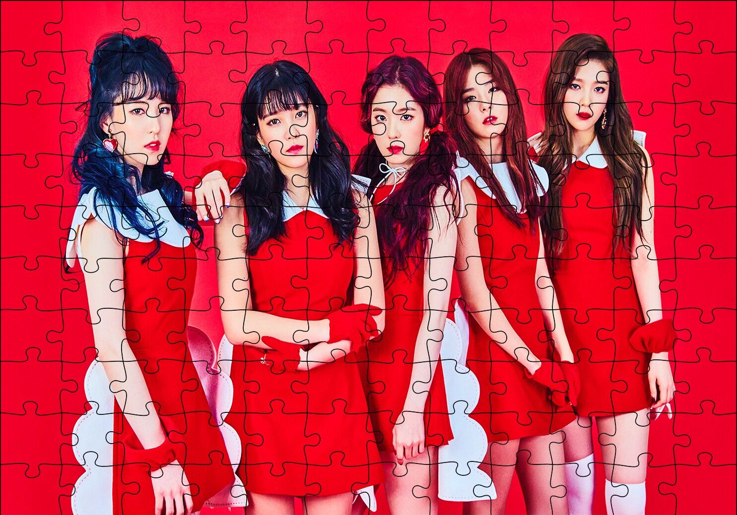 Black Pink Kore Pop Hizmetçi Üniformalı Puzzle Yapboz MDF Ahşap