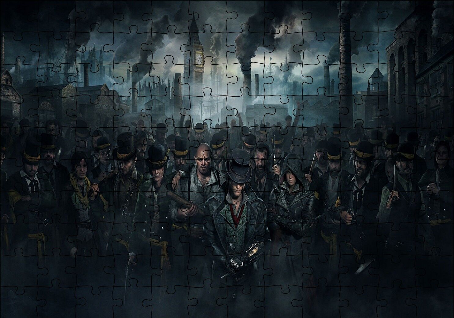 Assassins Creed Syndicate Karakterler Londra ve Kara Dumanlar Puzzle Yapboz MDF Ahşap 120 Parça 24 cm X 34 cm