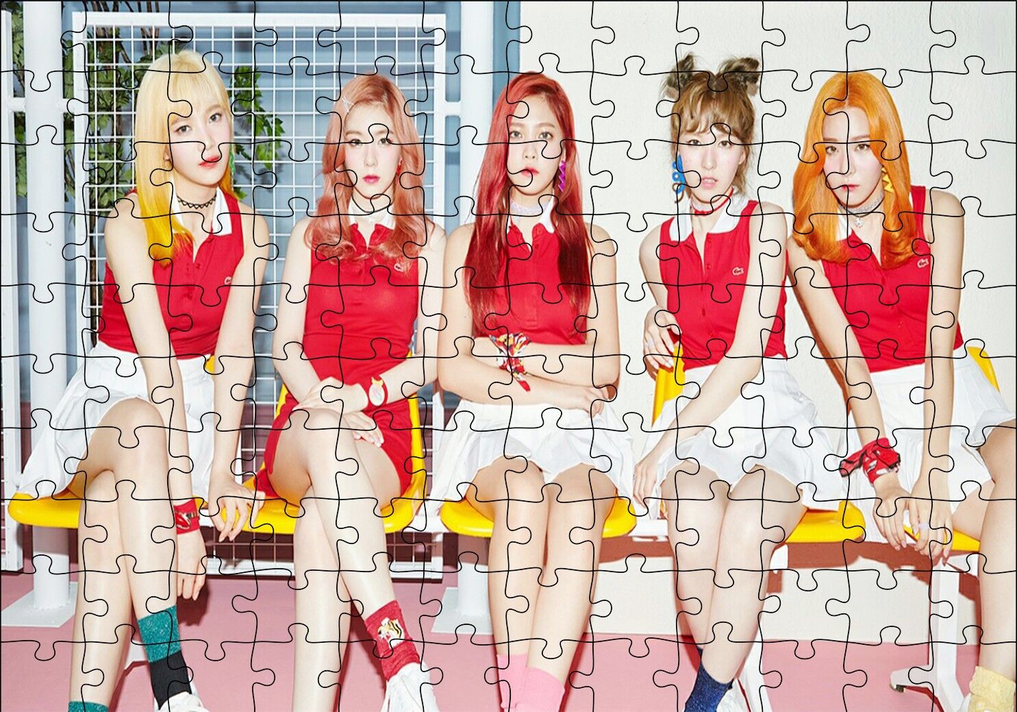 Black Pink Kore Pop Kırmızı Beyaz Lacoste Puzzle Yapboz MDF Ahşap
