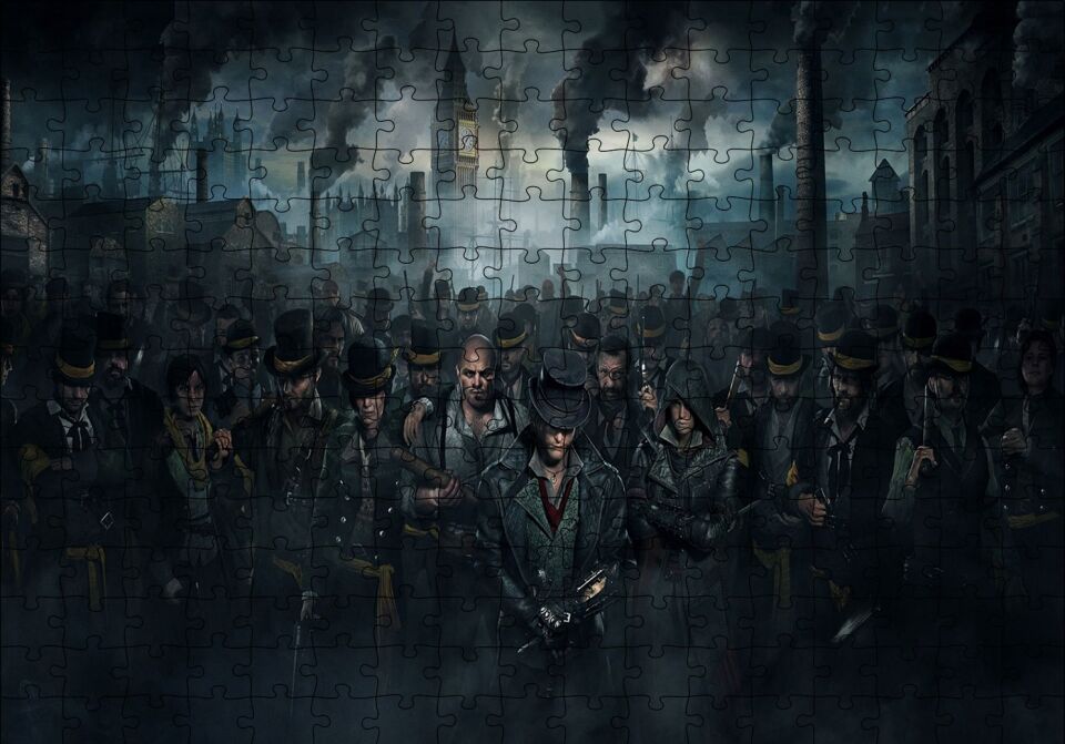 Assassins Creed Syndicate Karakterler Londra ve Kara Dumanlar Puzzle Yapboz MDF Ahşap 255 Parça 34 cm X 49 cm