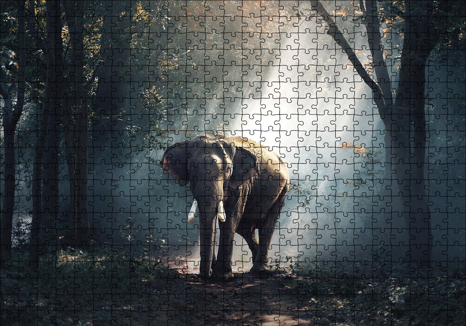 Ormanda Fil Puzzle Yapboz MDF Ahşap 500 Parça 49 cm X 68 cm