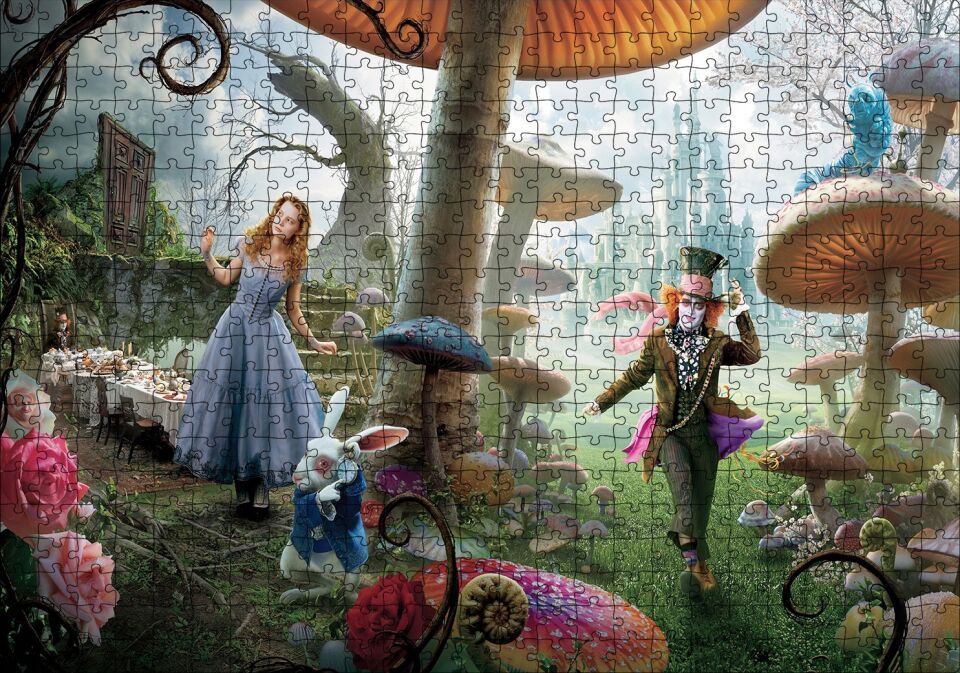 Alice Harikalar Diyarında Görseli Puzzle Yapboz MDF Ahşap 500 Parça 49 cm X 68 cm