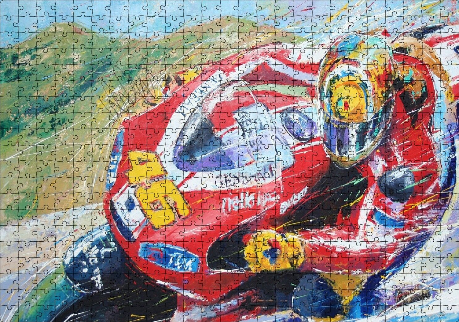 Ahaşap Tablo 46 Numara KırmızMotosiklet Hız Görseli Puzzle Yapboz MDF Ahşap 500 Parça 49 cm X 68 cm