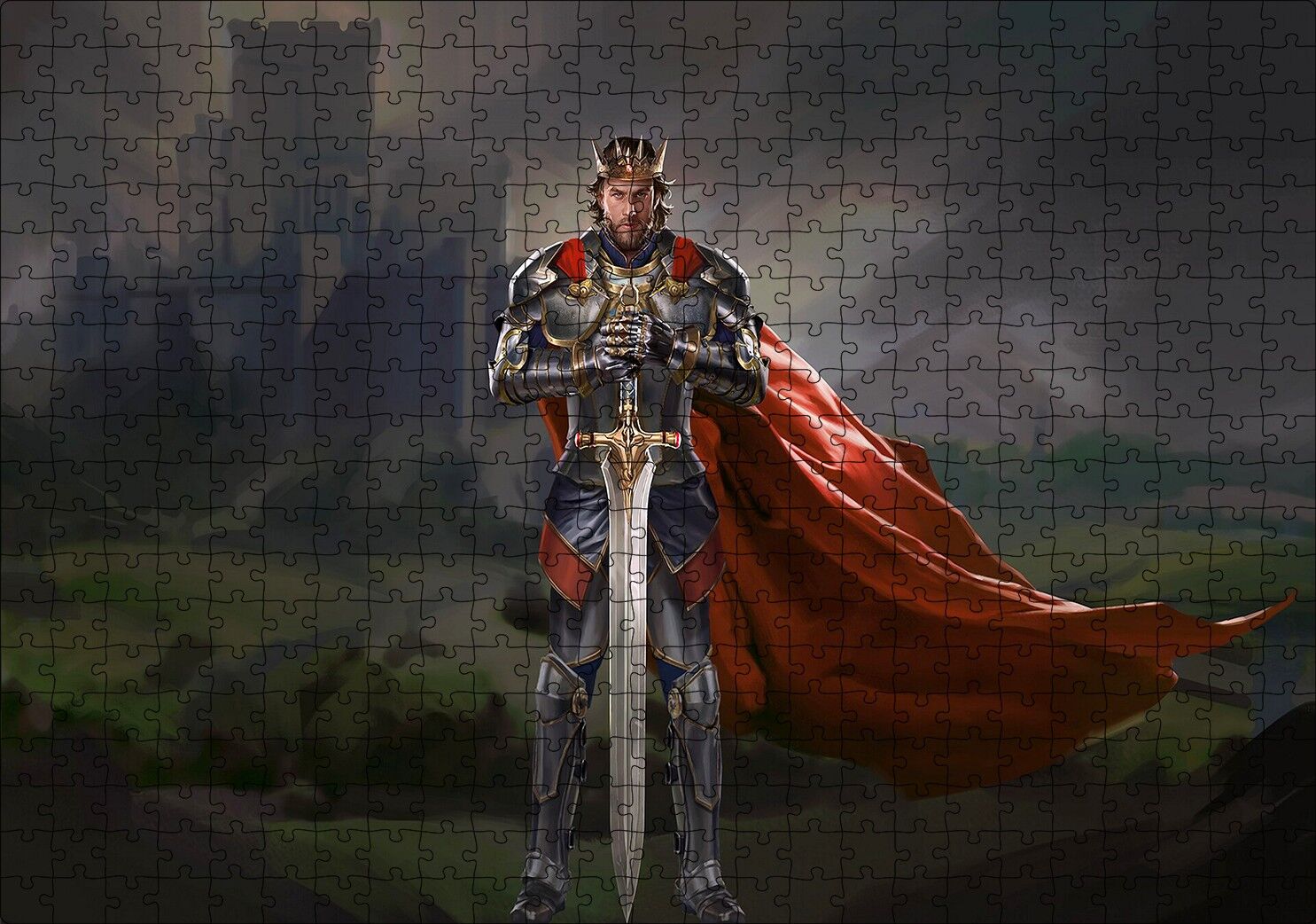 Kral Arthur Sanat Eseri Görseli Puzzle Yapboz MDF Ahşap 500 Parça 49 cm X 68 cm