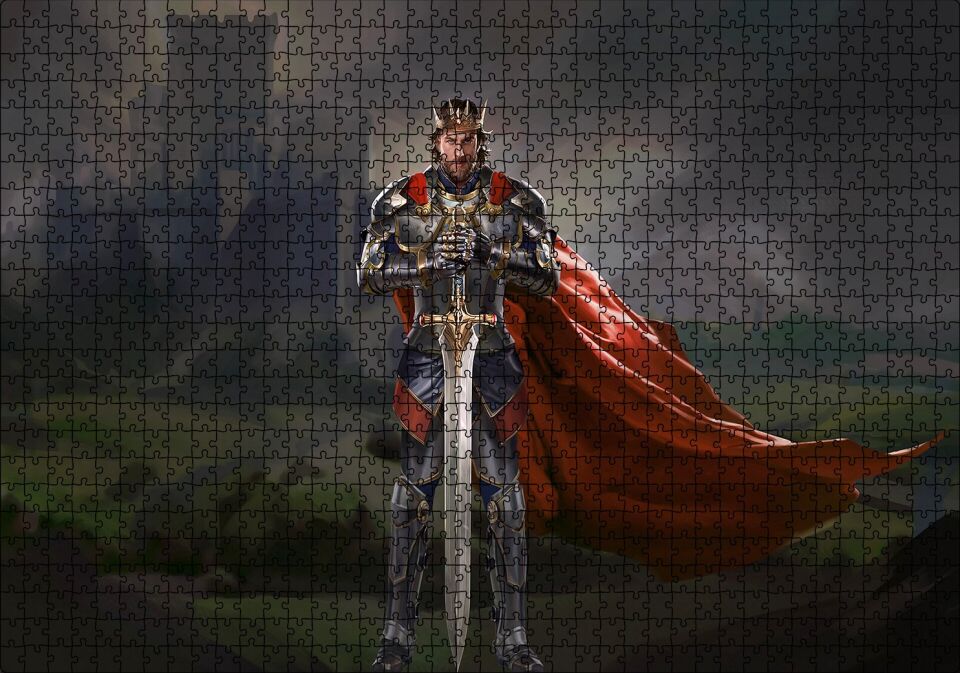 Kral Arthur Sanat Eseri Görseli Puzzle Yapboz MDF Ahşap 1000 Parça 49 cm X 68 cm