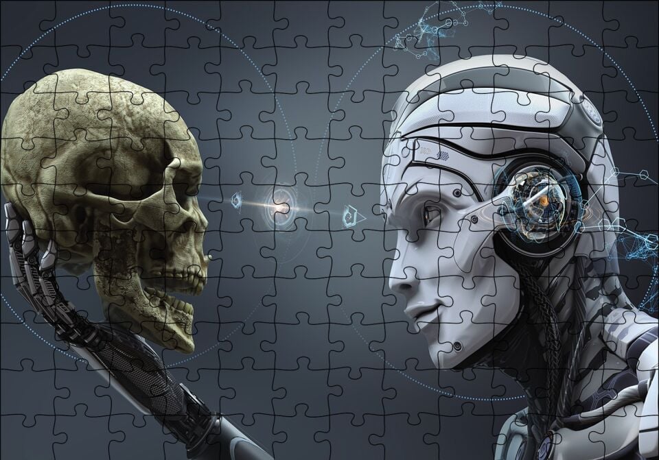 Kuru Kafa ve Robot Puzzle Yapboz MDF Ahşap