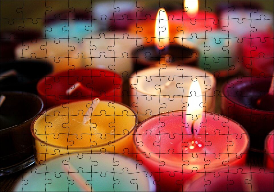 Renkli Cam Mumlar Puzzle Yapboz MDF Ahşap