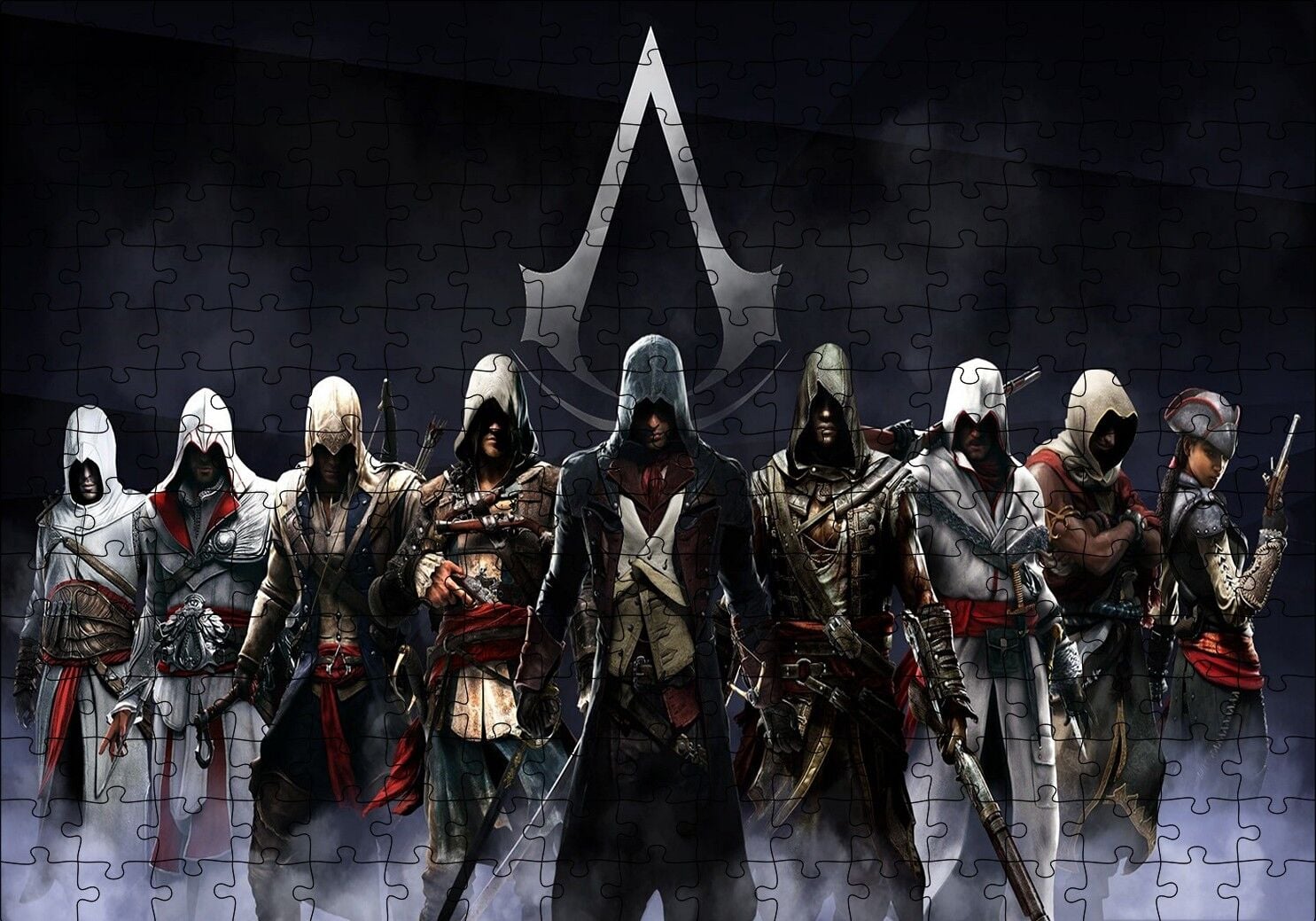 Assassins Creed Tüm Suikastçiler Puzzle Yapboz MDF Ahşap 255 Parça 34 cm X 49 cm