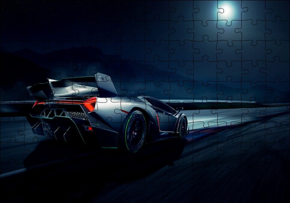 Lamborghini Veneno Arkadan Görünüş Puzzle Yapboz MDF Ahşap