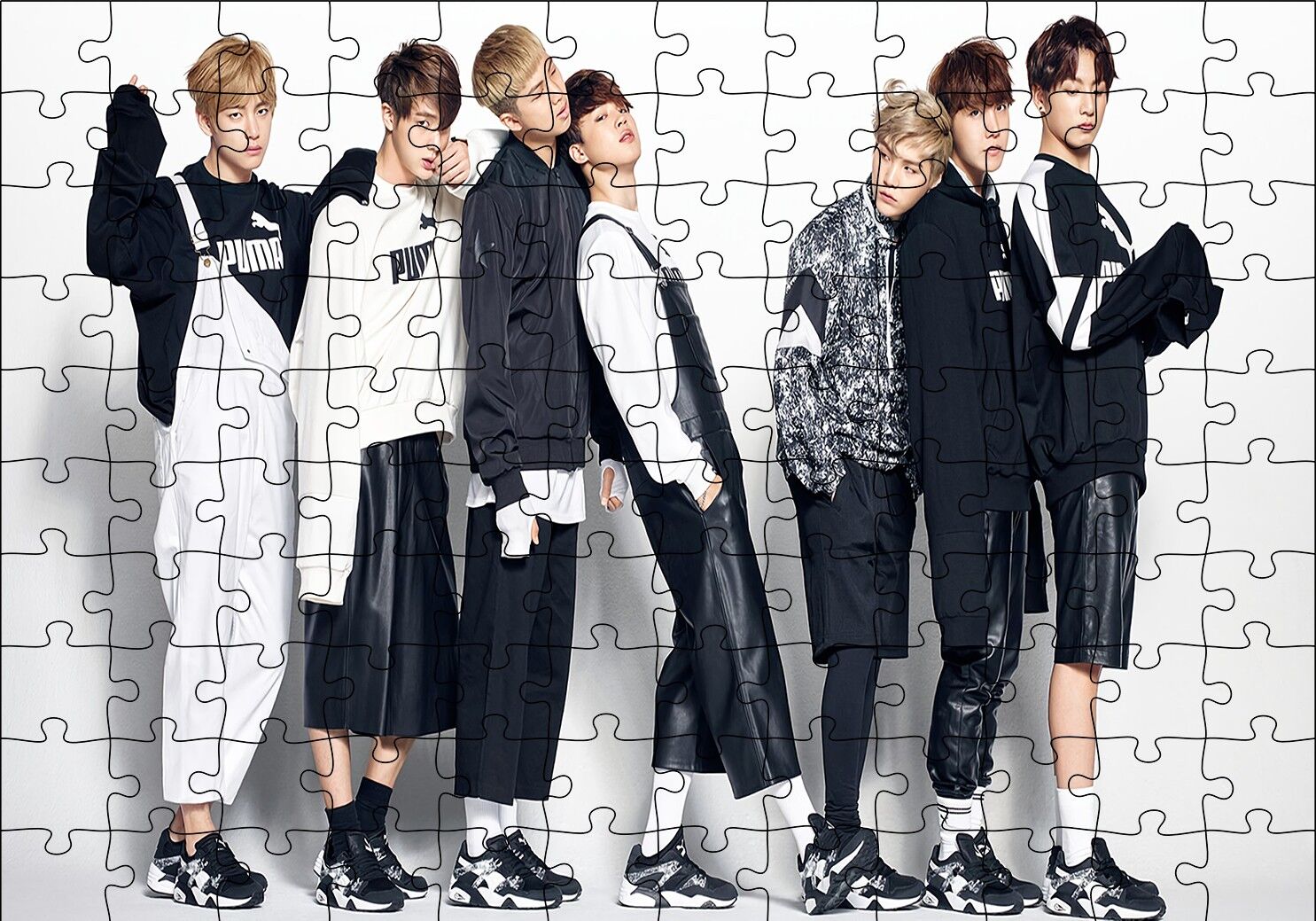 BTS Kore Pop Baştanaşağı Puma Puzzle Yapboz MDF Ahşap