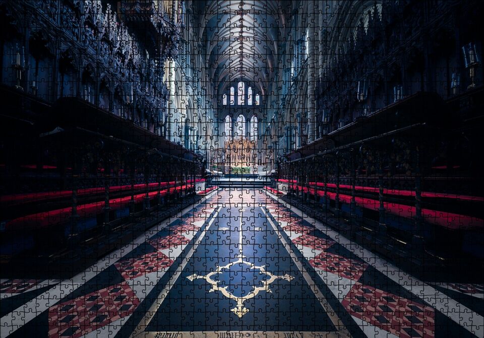 İngiltere Ely Katedrali İç Görünüş Puzzle Yapboz MDF Ahşap 1000 Parça 49 cm X 68 cm