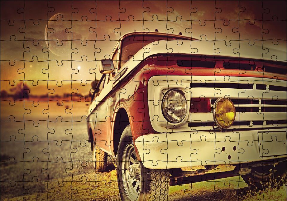 Kamyonet Klasik Puzzle Yapboz MDF Ahşap 120 Parça 24 cm X 34 cm