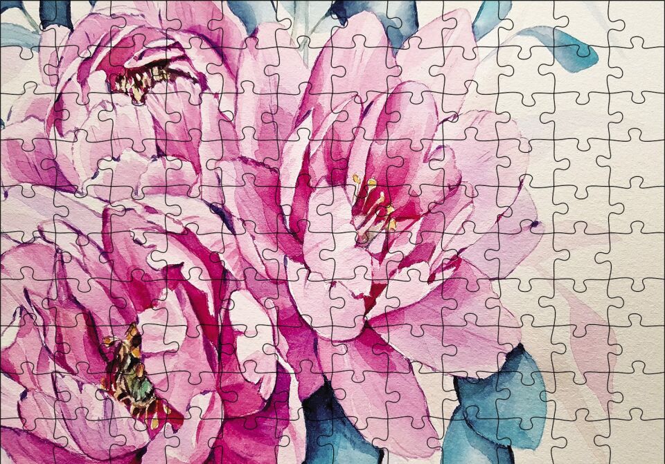 Şakayık Çiçeği Puzzle Yapboz MDF Ahşap 120 Parça 24 cm X 34 cm