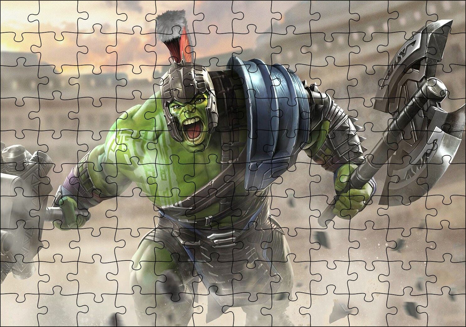 Hulk Gladyatör Arenasında Puzzle Yapboz MDF Ahşap 120 Parça 24 cm X 34 cm