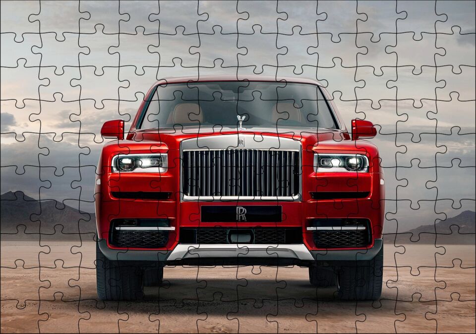 Rollsroyce Cullinan Kırmızı Cephe Görseli Puzzle Yapboz MDF Ahşap
