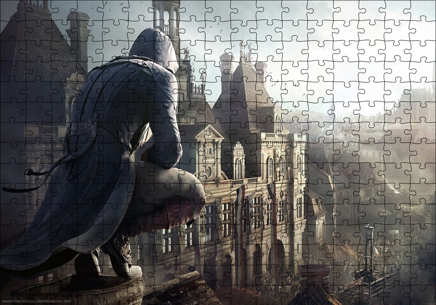 Assassins Creed Unity Çatıdaki Suikastçi Puzzle Yapboz MDF Ahşap 255 Parça 34 cm X 49 cm