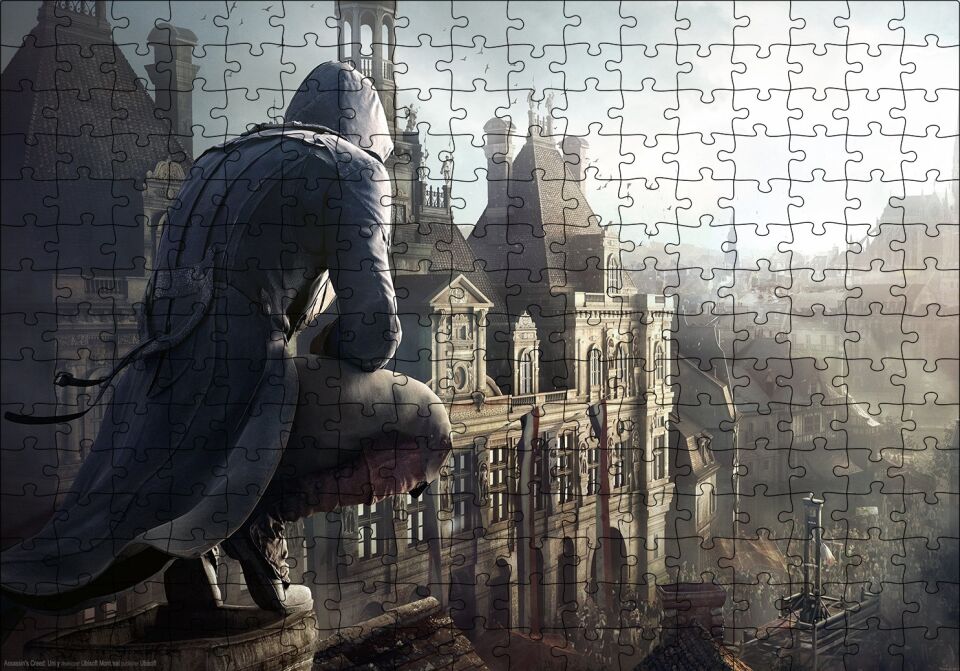 Assassins Creed Unity Çatıdaki Suikastçi Puzzle Yapboz MDF Ahşap 255 Parça 34 cm X 49 cm