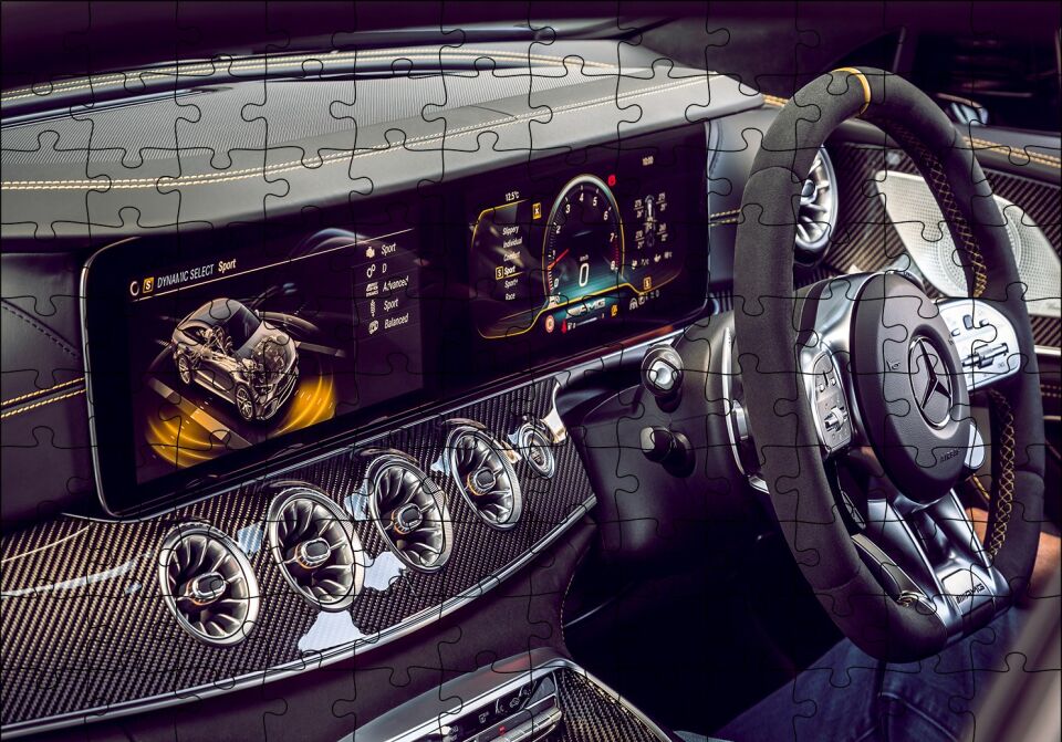 Mercedes AMG GT 63 S 4 Matic Kokpit Puzzle Yapboz MDF Ahşap