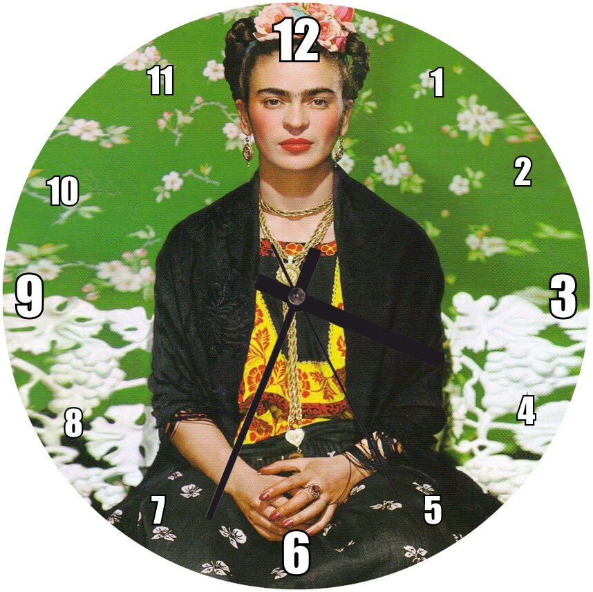 Frida Kahlo Kostüm Görseli Mdf Ahşap Duvar Saati 30 cm Çap