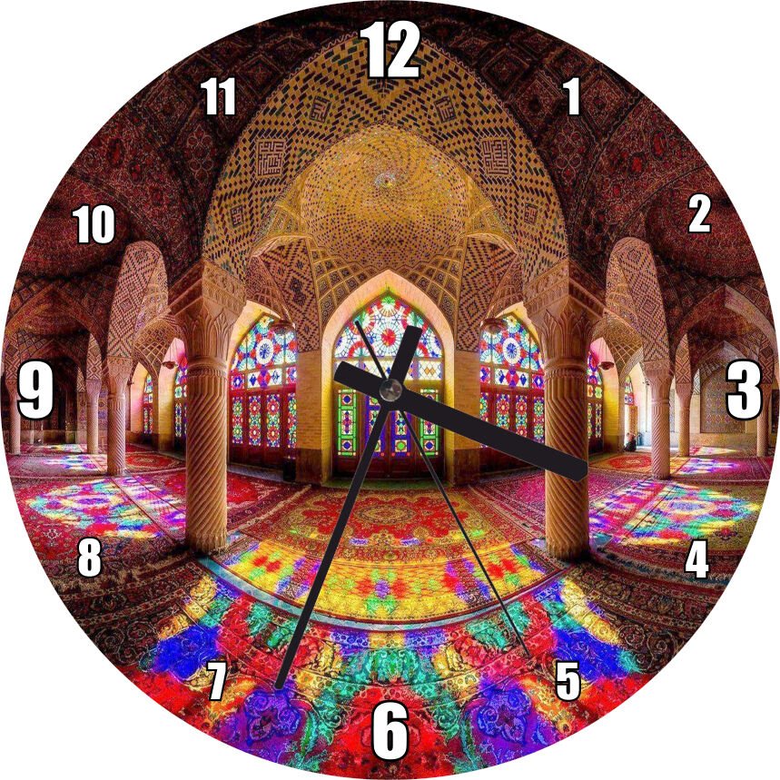 İran'da Vitraylar ve Tavan Süslemeleri Mdf Ahşap Duvar Saati