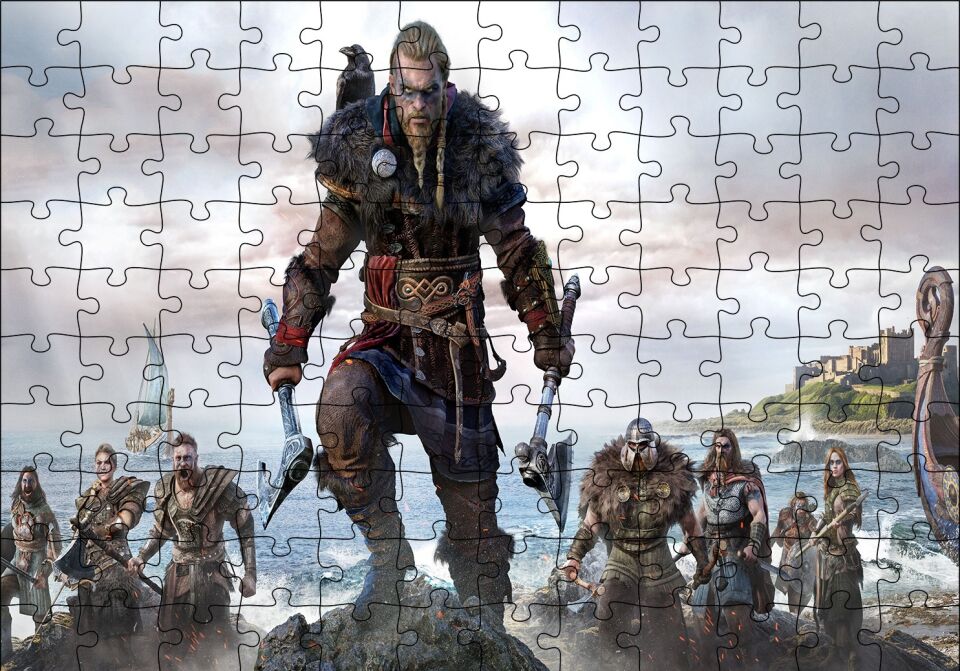 Assassins Creed Valhalla Karakterleri Puzzle Yapboz MDF Ahşap 120 Parça 24 cm X 34 cm