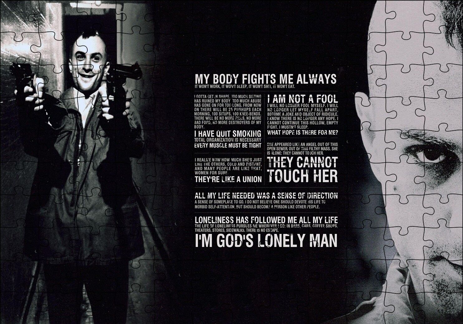 Taxi Driver De Niro'nun Kopyaları Puzzle Yapboz MDF Ahşap 120 Parça 24 cm X 34 cm