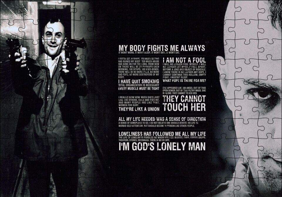 Taxi Driver De Niro'nun Kopyaları Puzzle Yapboz MDF Ahşap 120 Parça 24 cm X 34 cm