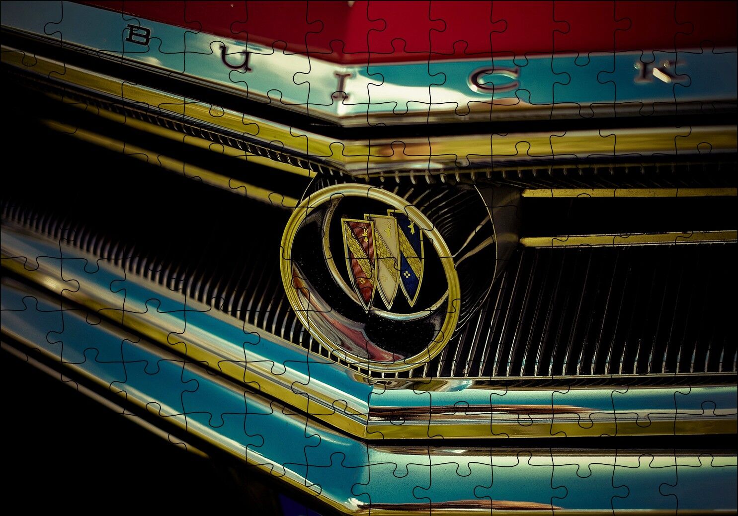 Buick Logo ve Ön Panjur Detay Puzzle Yapboz MDF Ahşap